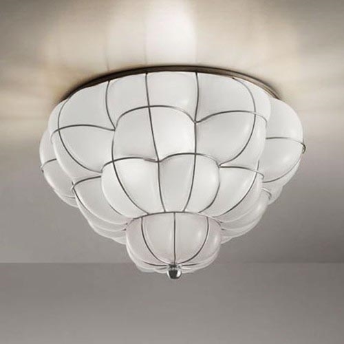 SIRU - Plafondlamp POUFF 3xE27/60W/230V glanzend chroom/wit Venetiaans glas