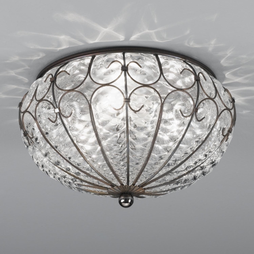 SIRU - Plafondlamp SAN TOMÀ 3xE14/40W/230V doorzichtig/mat chroom Venetiaans glas