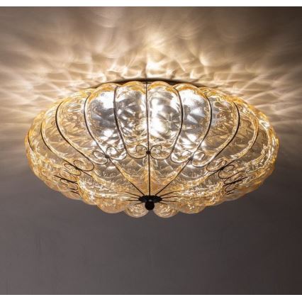 SIRU - Plafondlamp SOLE 3xE14/40W/230V diameter 31 cm beige/mat chroom Venetiaans glas