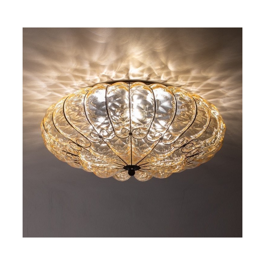 SIRU - Plafondlamp SOLE 3xE14/40W/230V diameter 31 cm beige/mat chroom Venetiaans glas
