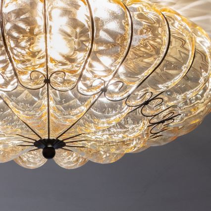 SIRU - Plafondlamp SOLE 3xE14/40W/230V diameter 31 cm beige/mat chroom Venetiaans glas