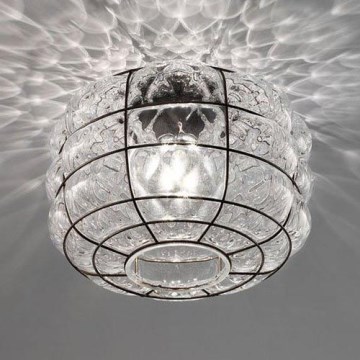 SIRU - Plafondlamp TERRA 1xE27/60W/230V zwart/doorzichtig Venetiaans glas