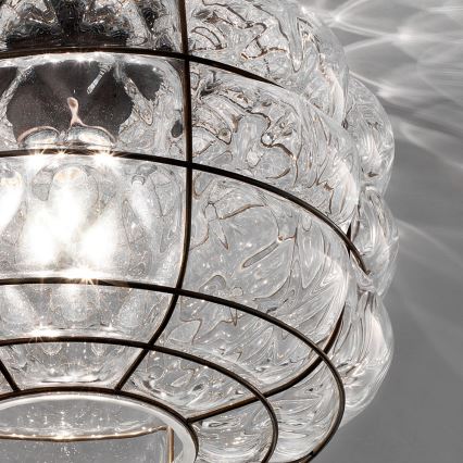 SIRU - Plafondlamp TERRA 1xE27/60W/230V zwart/doorzichtig Venetiaans glas