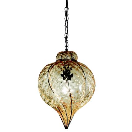 SIRU - Suspension chaîne GOCCIA 1xE27/60W/230V pr.25 cm beige/marron Verre vénitien