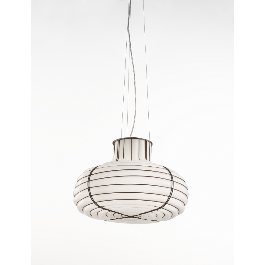 SIRU - Suspension filaire CHAPEAU 2xE14/40W/230V chrome mat/blanc Verre vénitien
