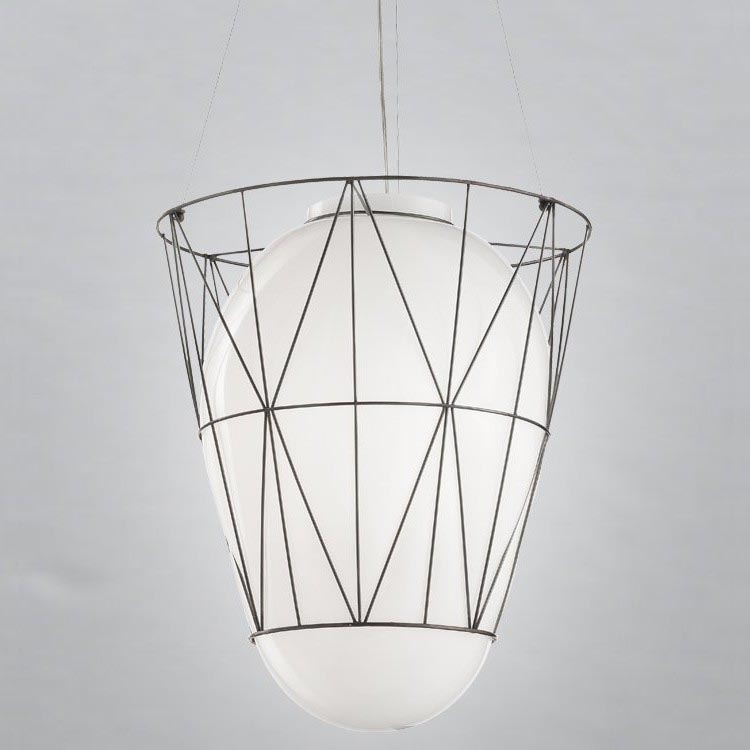 SIRU - Suspension filaire SEGNI 1xE27/60W/230V noir/blanc Verre vénitien