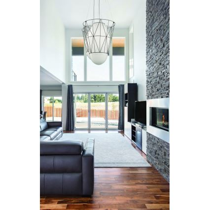 SIRU - Suspension filaire SEGNI 1xE27/60W/230V noir/blanc Verre vénitien