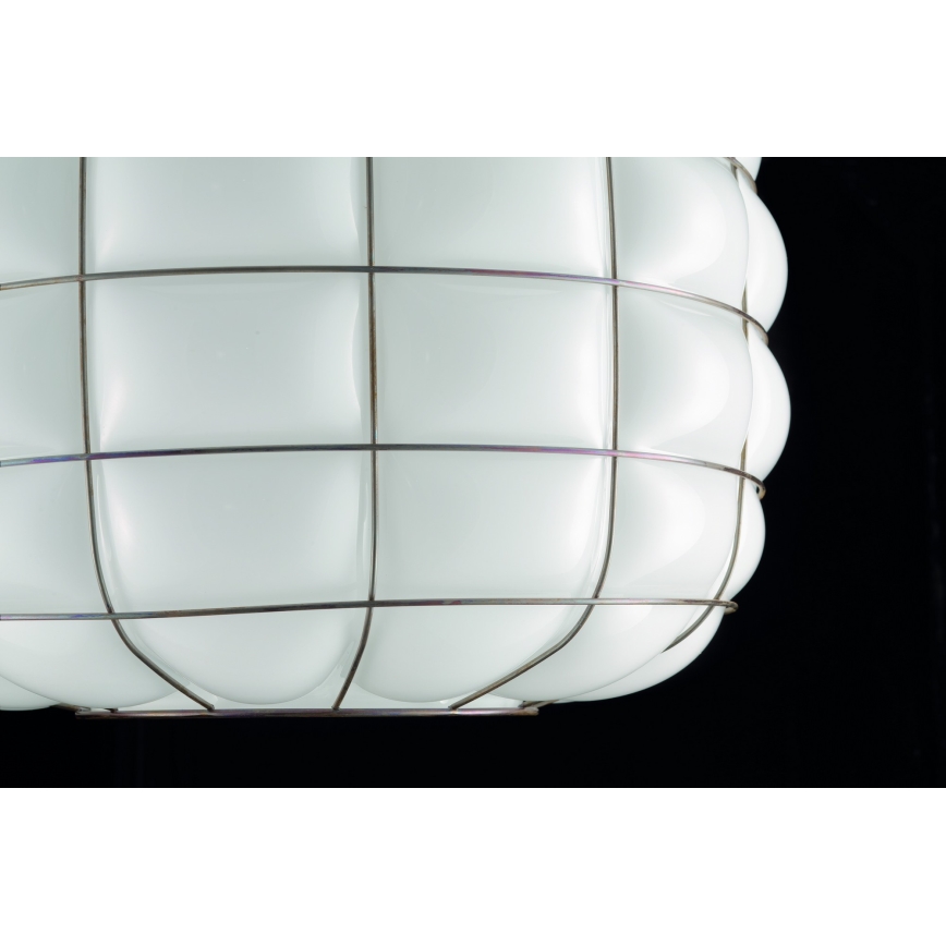 SIRU - Suspension filaire TERRA 1xE27/60W/230V noir/blanc Verre vénitien