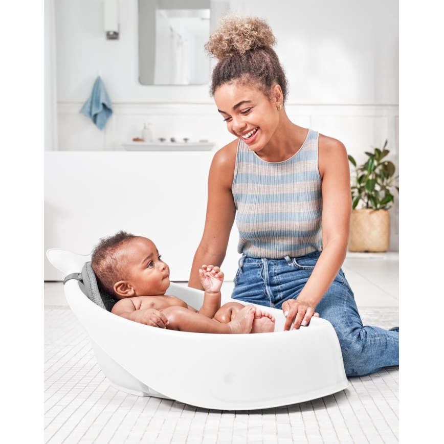 Skip Hop - Baignoire pour bébé avec coussin ergonomique MOBY 3 blanc