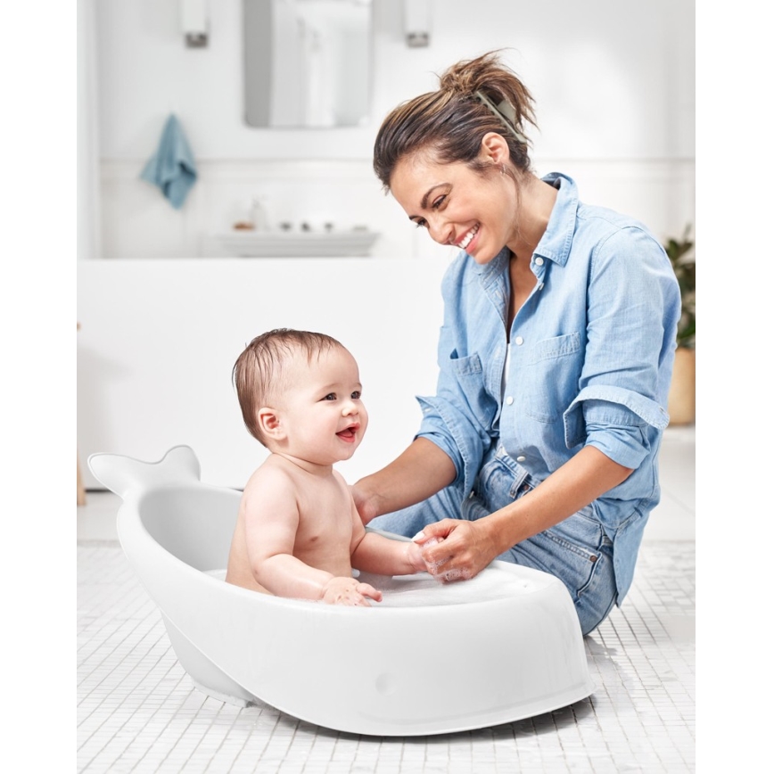 Skip Hop - Baignoire pour bébé avec coussin ergonomique MOBY 3 blanc
