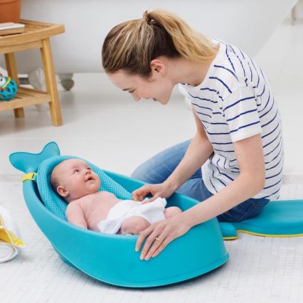 Skip Hop - Baignoire pour bébé avec tapis ergonomique MOBY 3 bleu