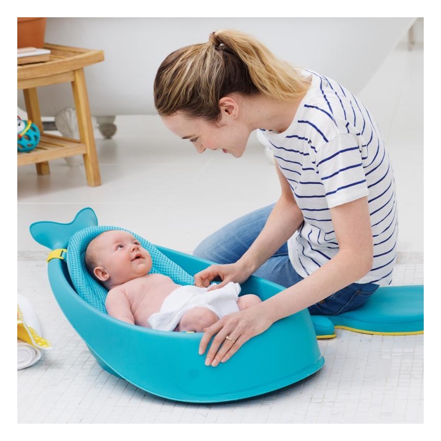Skip Hop - Baignoire pour bébé avec tapis ergonomique MOBY 3 bleu
