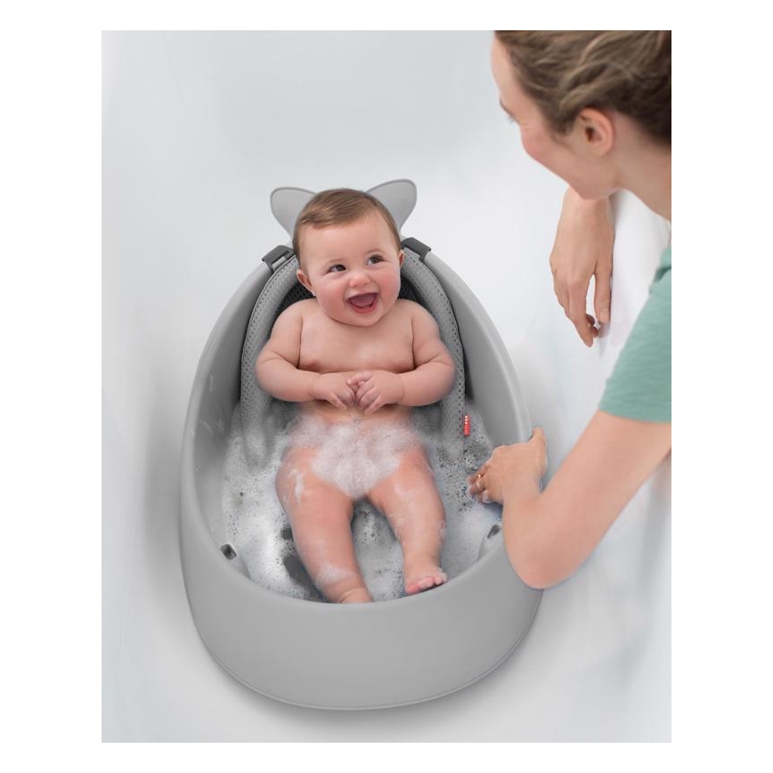 Skip Hop - Baignoire pour bébé avec coussin ergonomique MOBY 3 gris