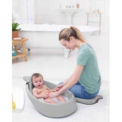 Skip Hop - Baignoire pour bébé avec coussin ergonomique MOBY 3 gris