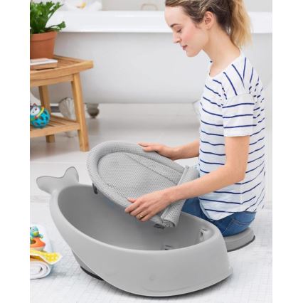 Skip Hop - Baignoire pour bébé avec coussin ergonomique MOBY 3 gris
