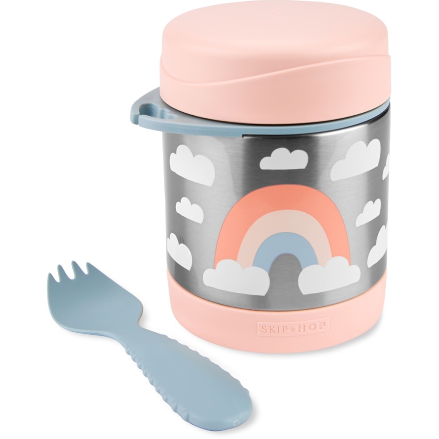 Skip Hop - Thermos alimentaire avec cuillère/fourchette SPARK STYLE 325 ml arc-en-ciel