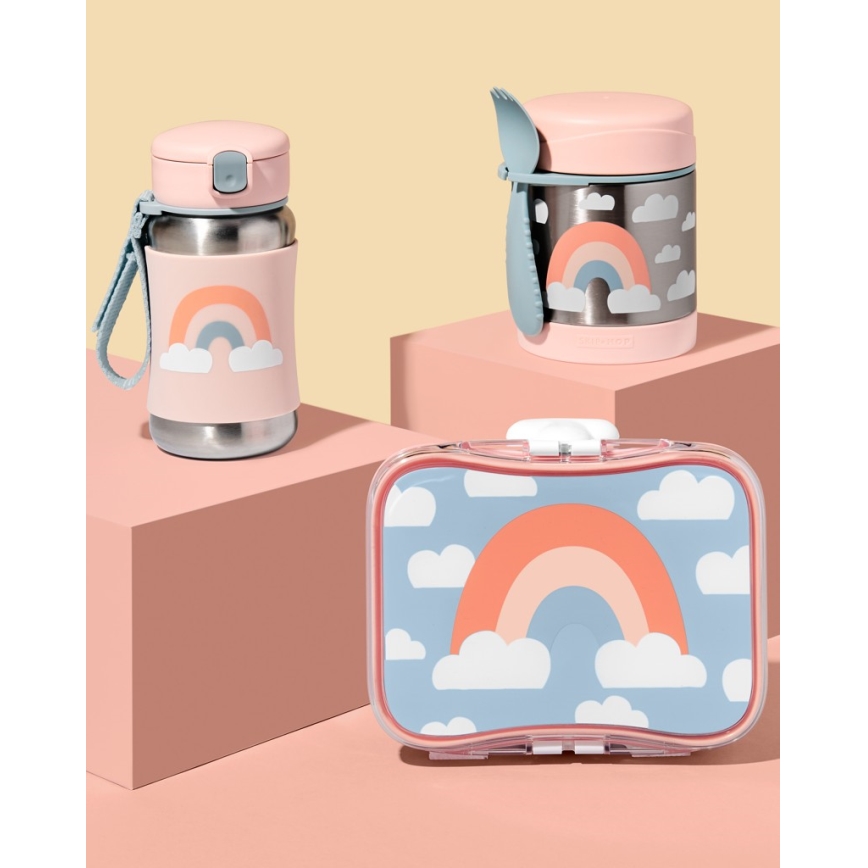 Skip Hop - Thermos alimentaire avec cuillère/fourchette SPARK STYLE 325 ml arc-en-ciel
