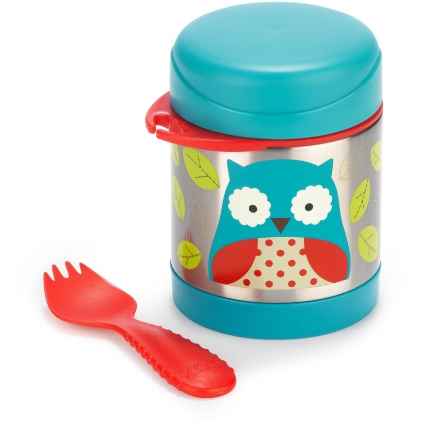 Skip Hop - Thermos alimentaire ZOO 325 ml avec cuillère/fourchette au motif hibou