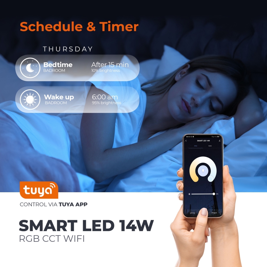 Slimme Dimbare LED RGB Lamp E27/9,5W/230V 2700-6500K Wi-Fi Tuya
