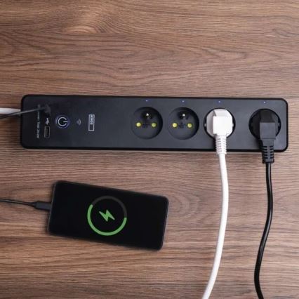 Slimme verlengkabel met schakelaar GoSmart 4Z + 1x USB-A + 1x USB-C 2 m Wi-Fi Tuya