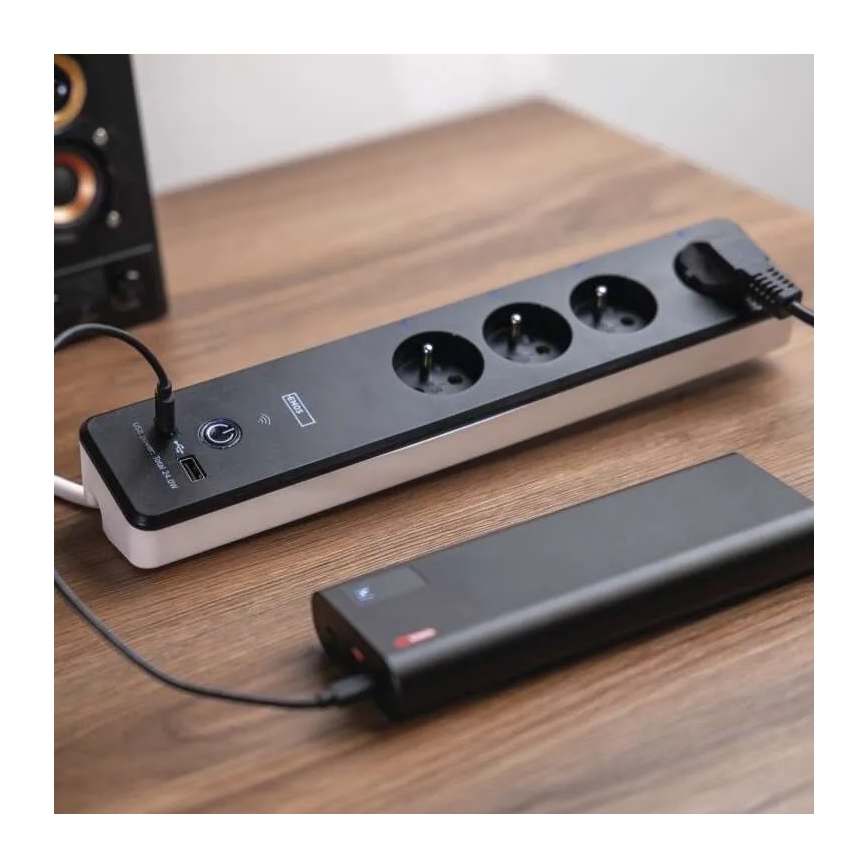 Slimme verlengkabel met schakelaar GoSmart 4Z + 1x USB-A + 1x USB-C 2 m Wi-Fi Tuya