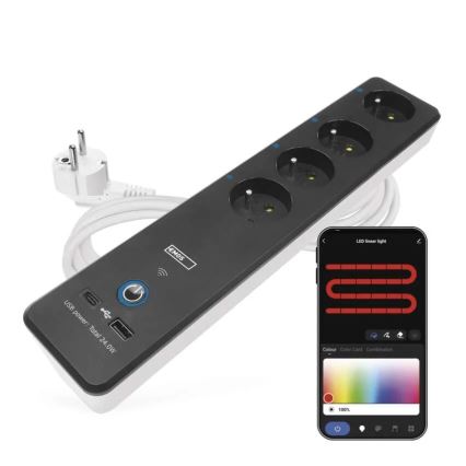 Slimme verlengkabel met schakelaar GoSmart 4Z + 1x USB-A + 1x USB-C 2 m Wi-Fi Tuya