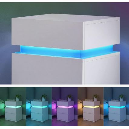SMARTIE nachtkastje met geïntegreerde LED-achtergrondverlichting, wit