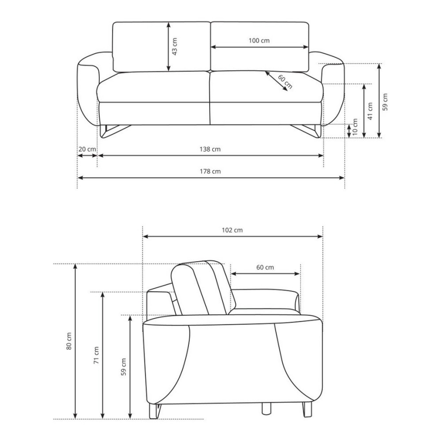 Sofa à deux places AVESTA anthracite