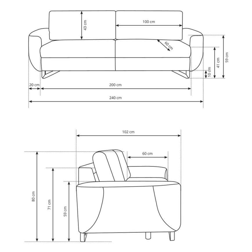 Sofa à trois places AVESTA gris