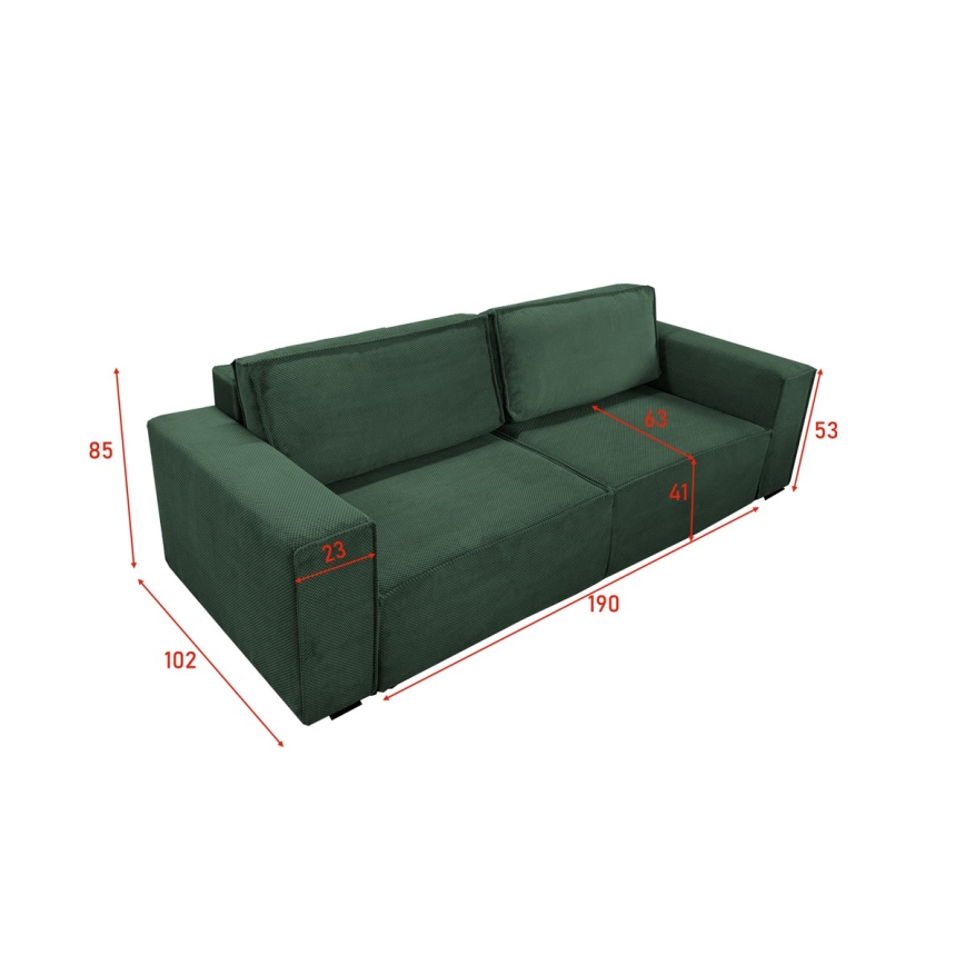 Sofa pliable avec un espace de stockage RONDA vert