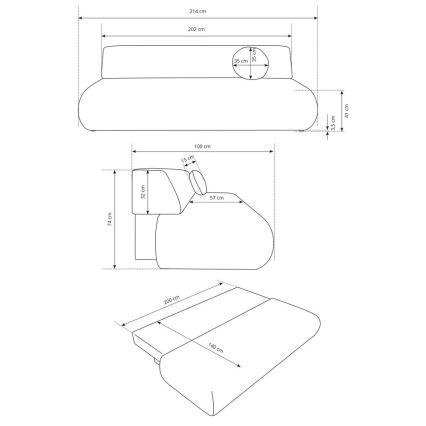 Sofa trois places pliable avec un espace de stockage PRATO beige