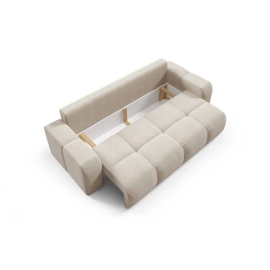 Sofa trois places pliable et rembourré avec un espace de stockage ALMADA beige