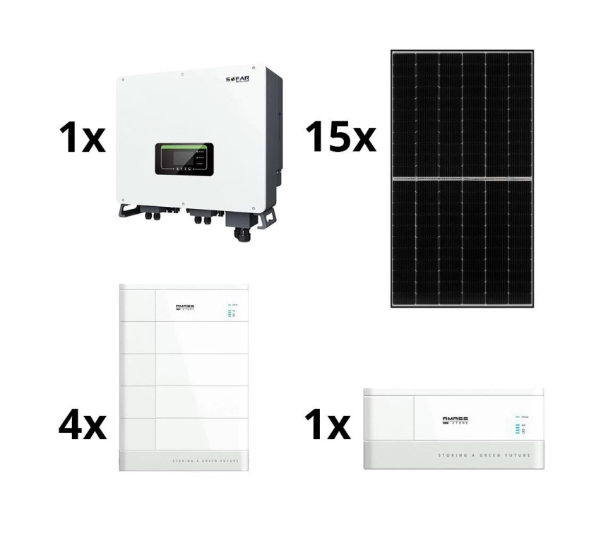 Solar kit SOFAR Solar - 6kWp JINKO + 6kW SOFAR hybride converter 3f +10,24 kWh batterij