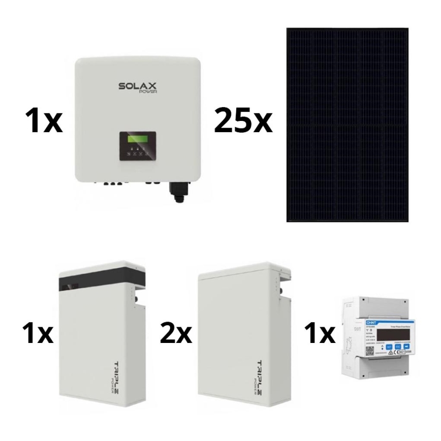 Solar kit : SOLAX Power - 10kWp RISEN Full Black + 10kW SOLAX convertisseur 3f + batterie 17,4 kWh