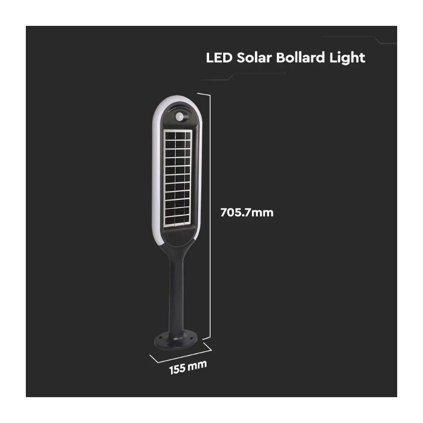 Solar LED Lamp met Sensor BOLLARD LED/5W/5,5V IP65 3000K