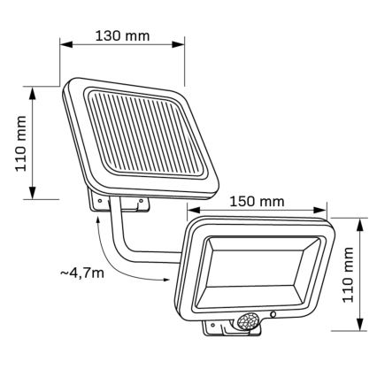 Solar LED Schijnwerper met Sensor DUO LED/1W/3,7V 1200 mAh IP44