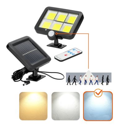 Solar LED Schijnwerper met Sensor LED/1,5W/3,7V 6000K IP44 1200 mAh