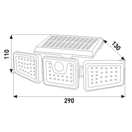 Solar LED Schijnwerper met Sensor LED/14W/3,7V 1800 mAh IP54