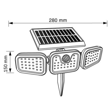 Solar LED Schijnwerper met Sensor TRIO LED/0,6W/3,7V 1200 mAh IP44