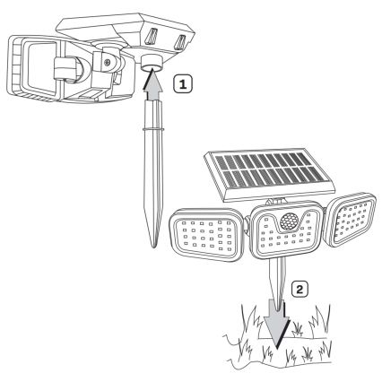 Solar LED Schijnwerper met Sensor TRIO LED/0,6W/3,7V 1200 mAh IP44