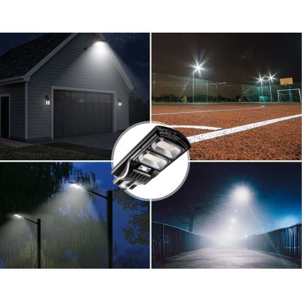 LED Dimbare zonne-straatlantaarn met sensor LED/120W/6V 6500K IP65 zwart + afstandsbediening