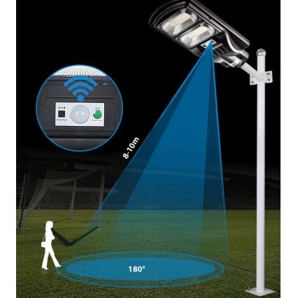 LED Dimbare zonne-straatlantaarn met sensor LED/120W/6V 6500K IP65 zwart + afstandsbediening
