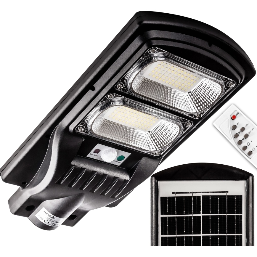 LED Dimbare zonne-straatlantaarn met sensor LED/120W/6V 6500K IP65 zwart + afstandsbediening