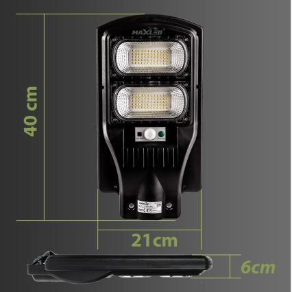 LED Dimbare zonne-straatlantaarn met sensor LED/120W/6V 6500K IP65 zwart + afstandsbediening