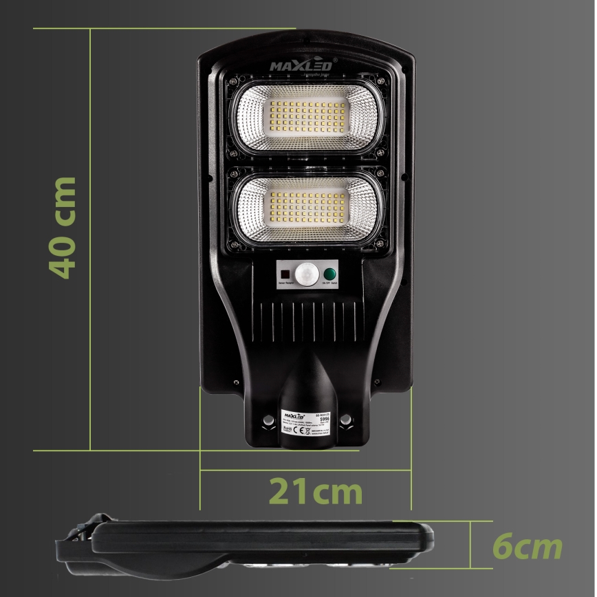 LED Dimbare zonne-straatlantaarn met sensor LED/120W/6V 6500K IP65 zwart + afstandsbediening