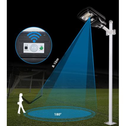 LED Dimbare zonne-straatlantaarn met sensor LED/150W/6V 6500K IP65 zwart + afstandsbediening
