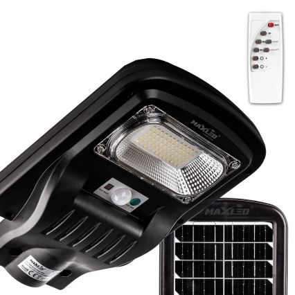 LED Dimbare zonne-straatlantaarn met sensor LED/150W/6V 6500K IP65 zwart + afstandsbediening