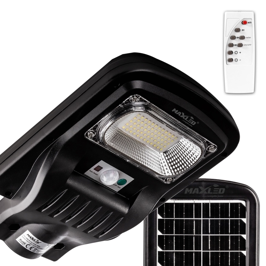 LED Dimbare zonne-straatlantaarn met sensor LED/150W/6V 6500K IP65 zwart + afstandsbediening