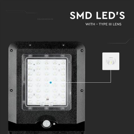 Solar LED Straatlamp met sensor LED/15W/7,4V 4000K IP65 10800 mAh