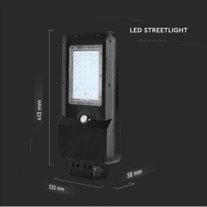 Solar LED Straatlamp met sensor LED/15W/7,4V 4000K IP65 10800 mAh